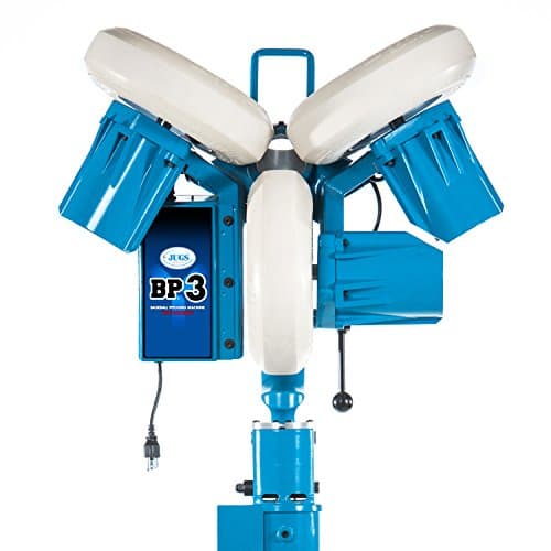 JUGS BP3 3-wheel pitching machine on its tripod stand